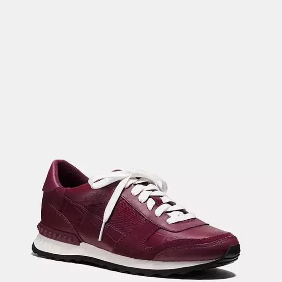Coach Women’s “Moonlight Patchwork” sneakers NWOT Burgundy size 8M - Picture 3 of 12